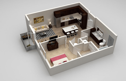 Tatum 1 bed 1 bath at Highland Row Apartments, Memphis